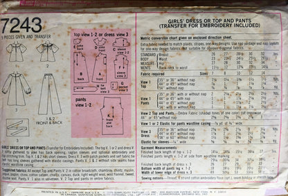 Simplicity 7243 Sewing Pattern (Vintage) CUT