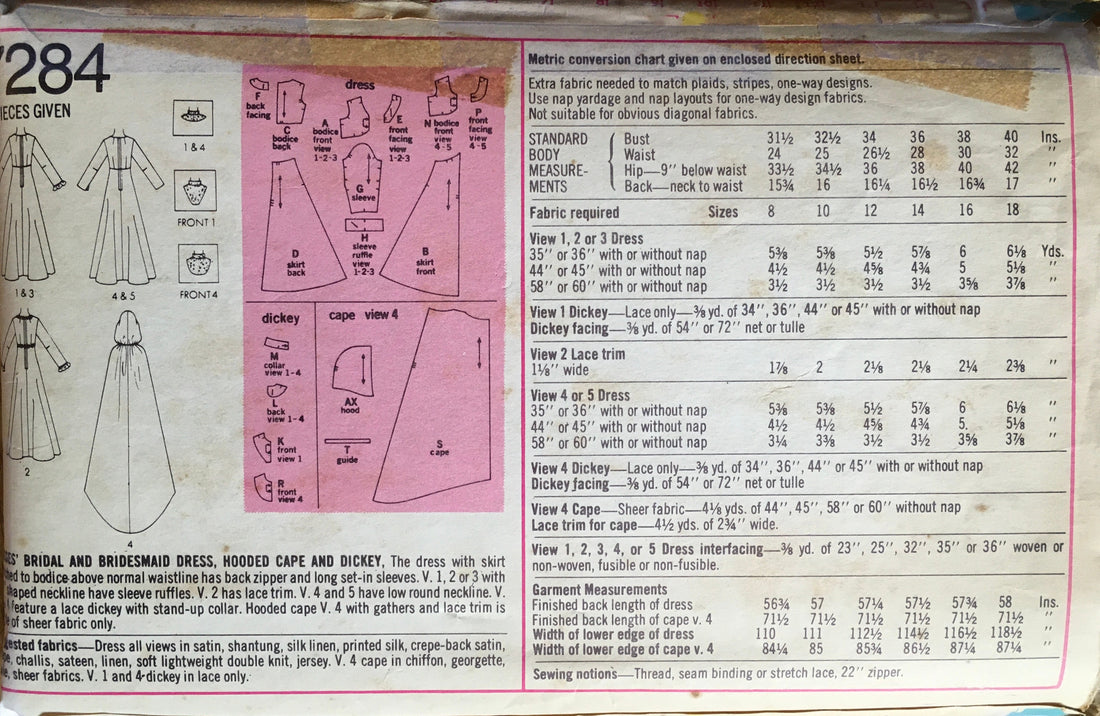Simplicity 7284 Sewing Pattern (Vintage) CUT