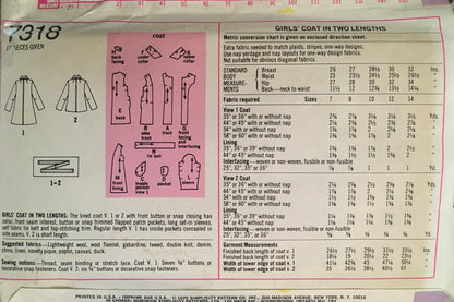 Simplicity 7318 Sewing Pattern (Vintage) CUT