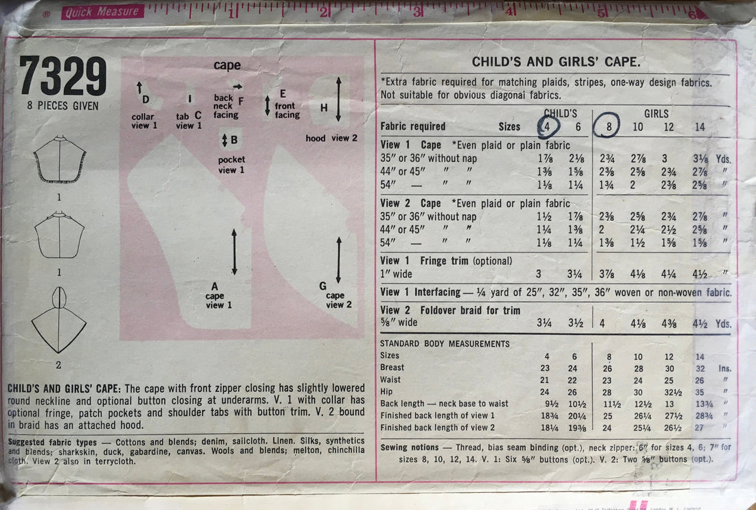 Simplicity 7329 Sewing Pattern (Vintage) CUT