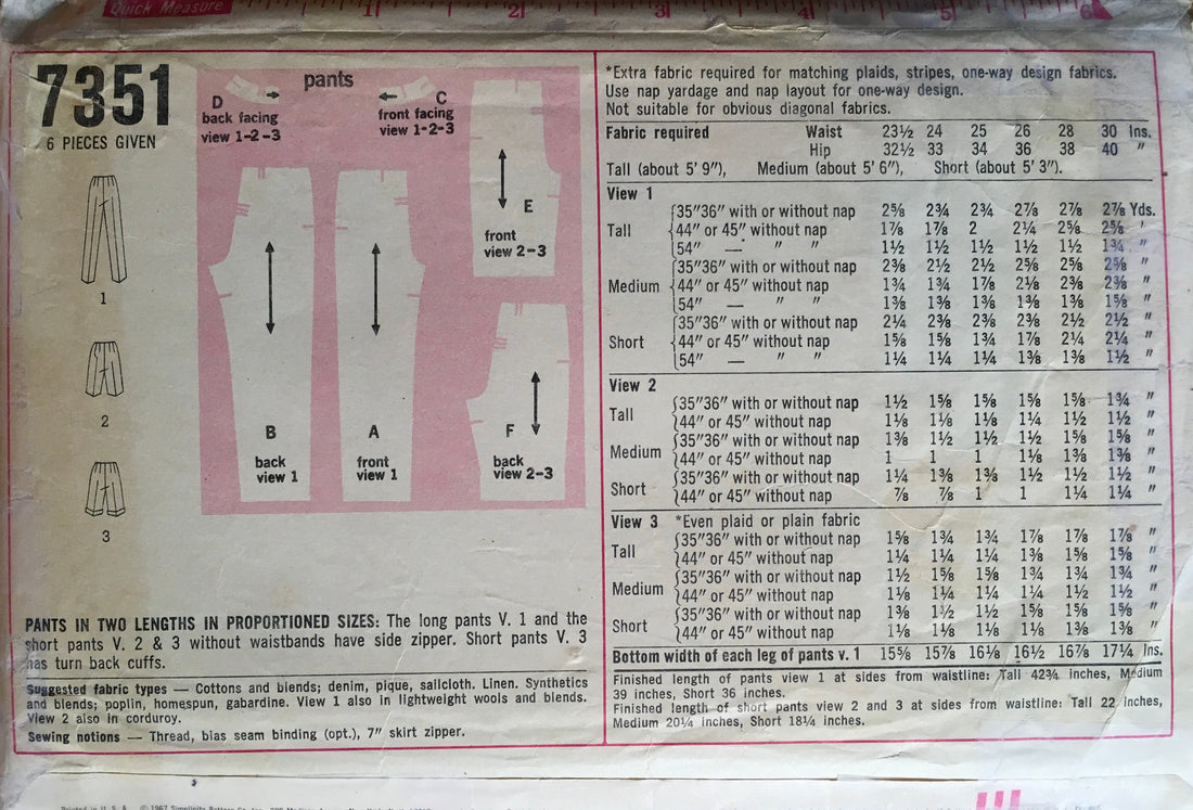 Simplicity 7351 Sewing Pattern (Vintage) CUT