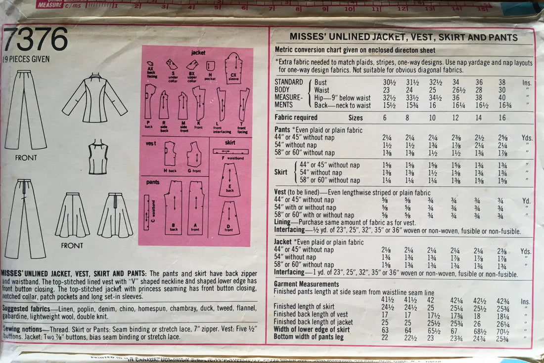 Simplicity 7376/7377 Sewing Pattern (Vintage) UNCUT/CUT