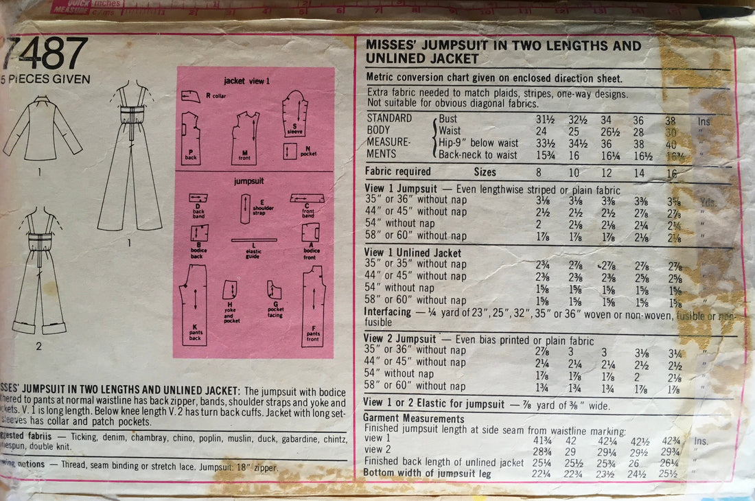 Simplicity 7487 Sewing Pattern (Vintage) CUT