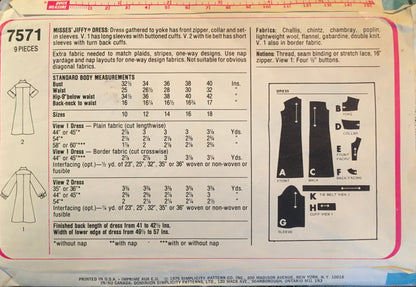 Simplicity 7571 Sewing Pattern (Vintage) CUT