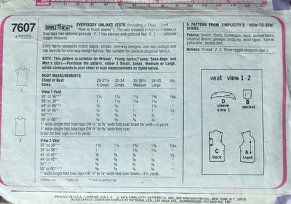 Simplicity 7607 Sewing Pattern (Vintage) CUT