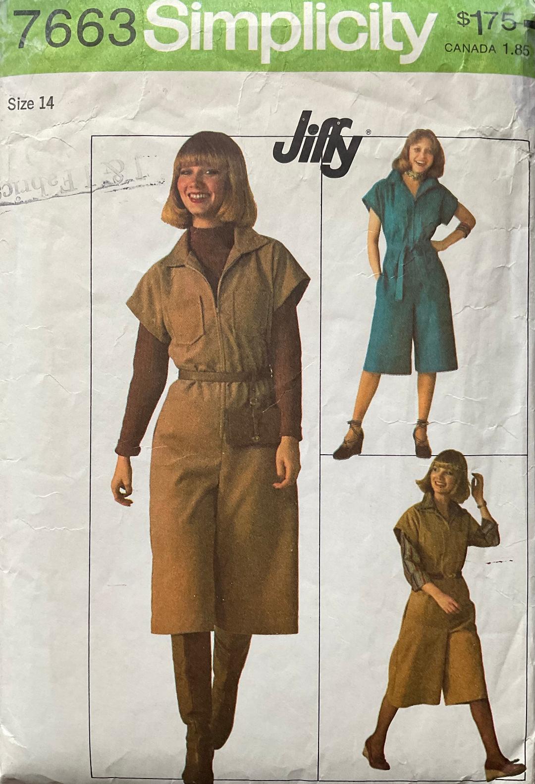 Simplicity 7663 Sewing Pattern (Vintage) CUT