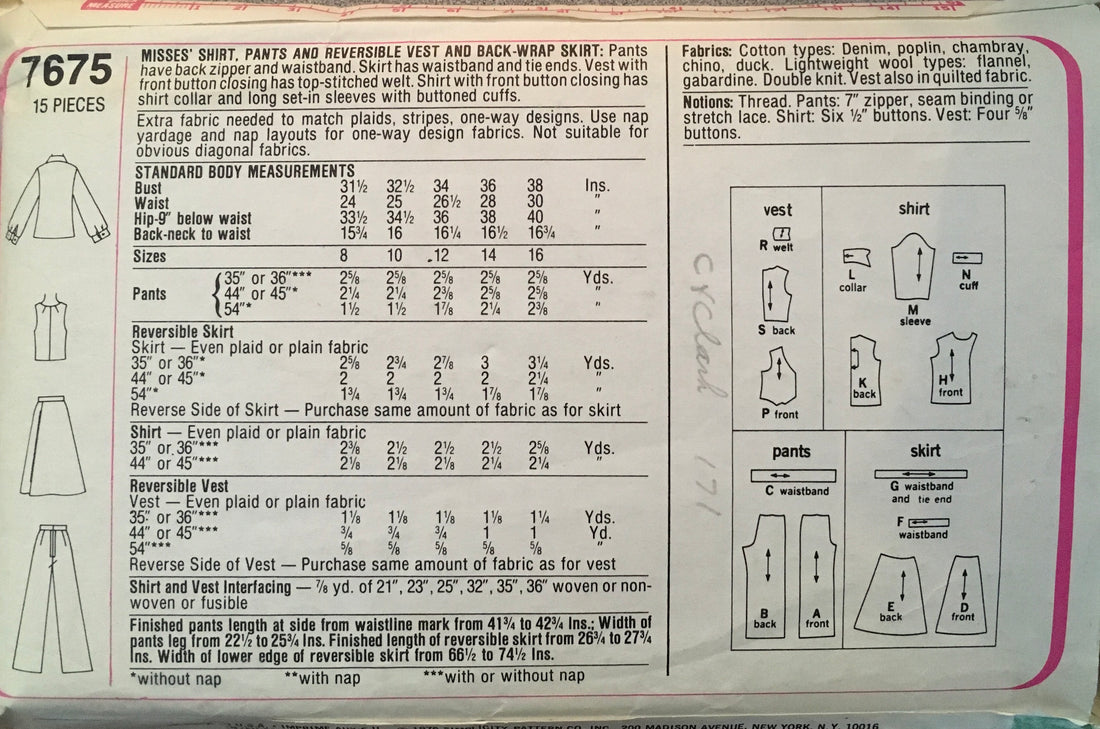 Simplicity 7675 Sewing Pattern (Vintage) CUT