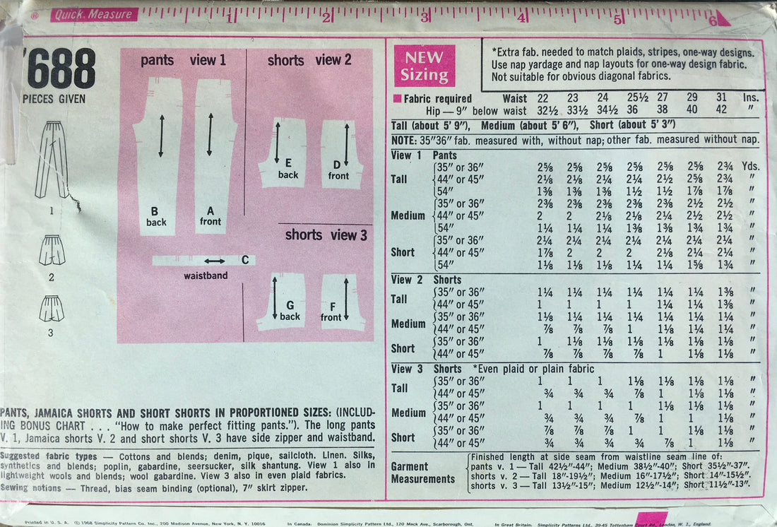Simplicity 7688 Sewing Pattern (Vintage) CUT