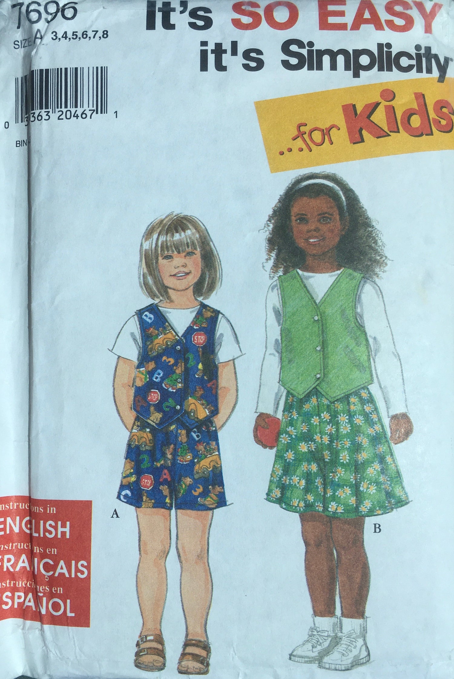 Simplicity 7696 Sewing Pattern (Vintage) UNCUT
