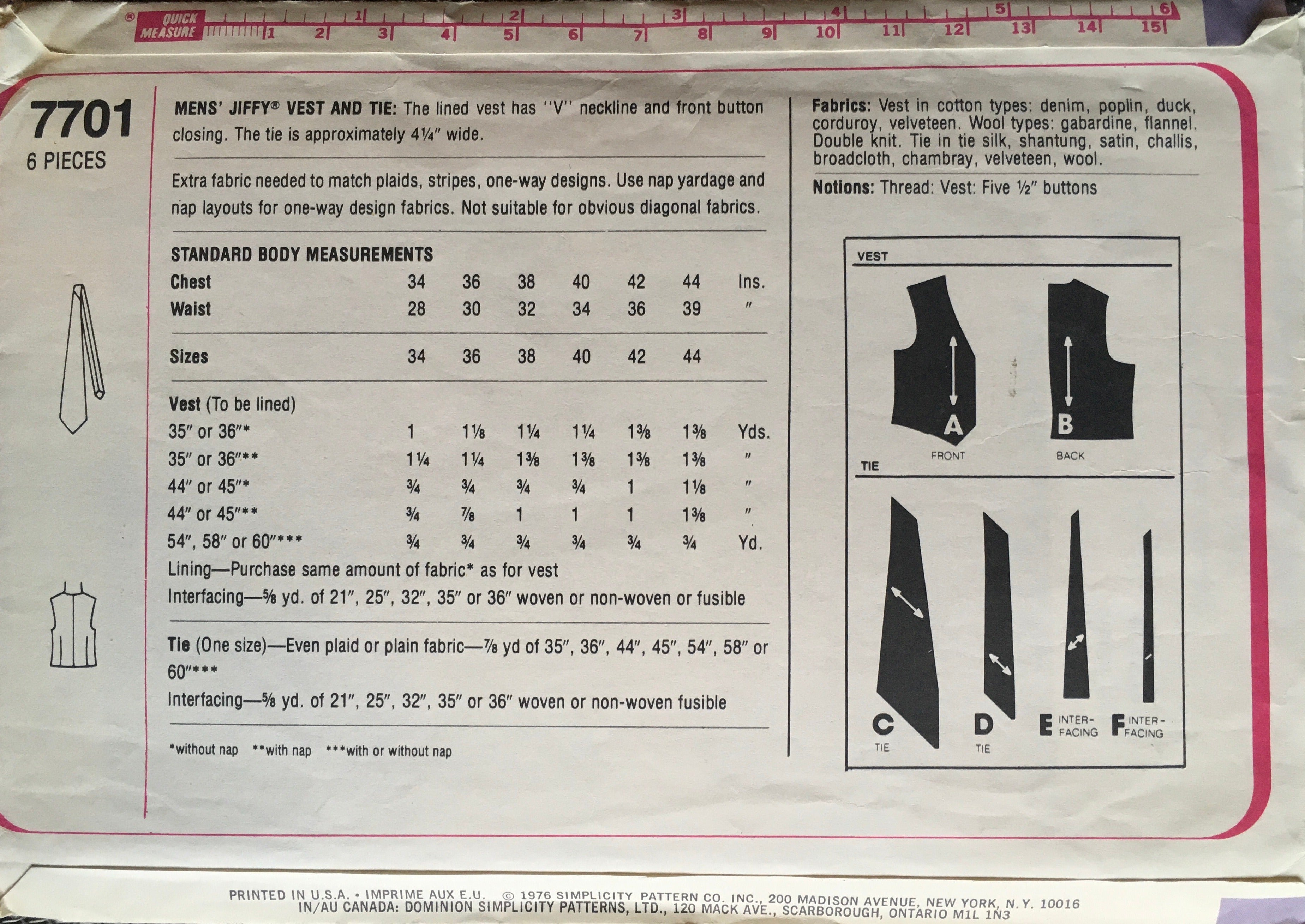 Simplicity 7701 Sewing Pattern (Vintage) UNCUT