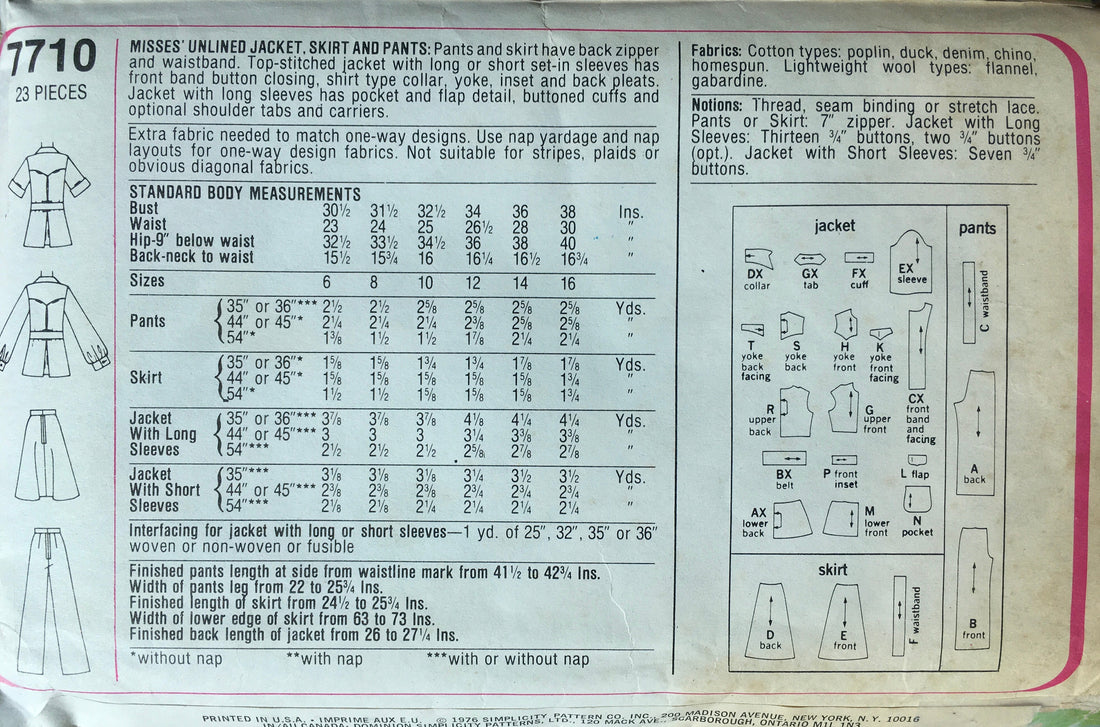 Simplicity 7710 Sewing Pattern (Vintage) CUT