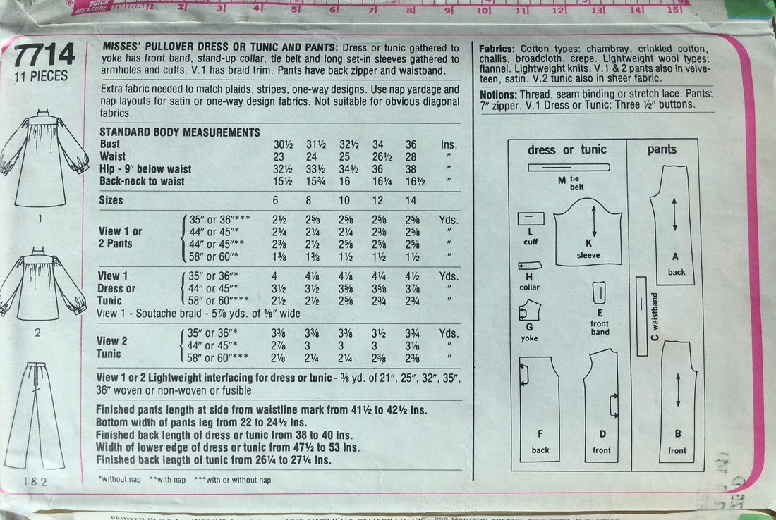 Simplicity 7714 Sewing Pattern (Vintage) CUT