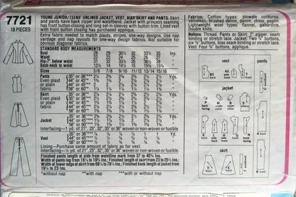 Simplicity 7721 Sewing Pattern (Vintage) CUT
