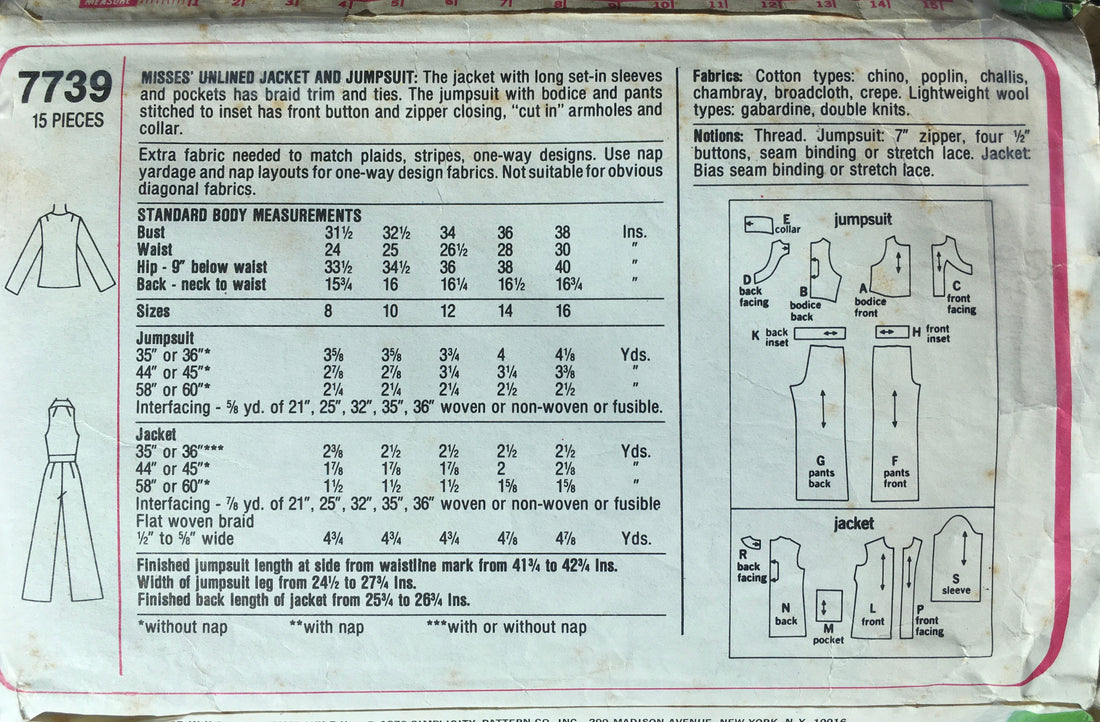 Simplicity 7739 Sewing Pattern (Vintage) CUT