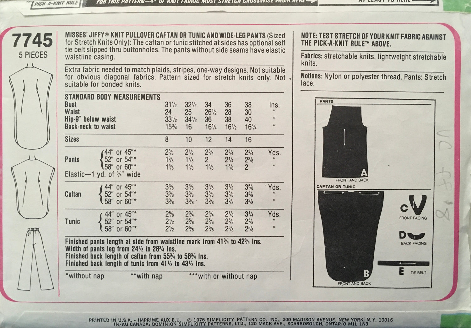 Simplicity 7745 Sewing Pattern (Vintage) UNCUT/CUT
