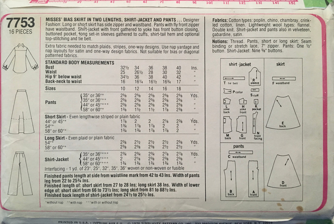 Simplicity 7753 Sewing Pattern (Vintage) UNCUT/CUT