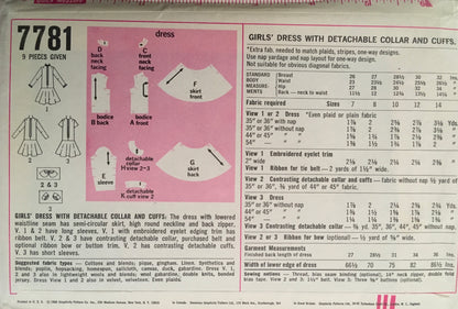 Simplicity 7781 Sewing Pattern (Vintage) CUT