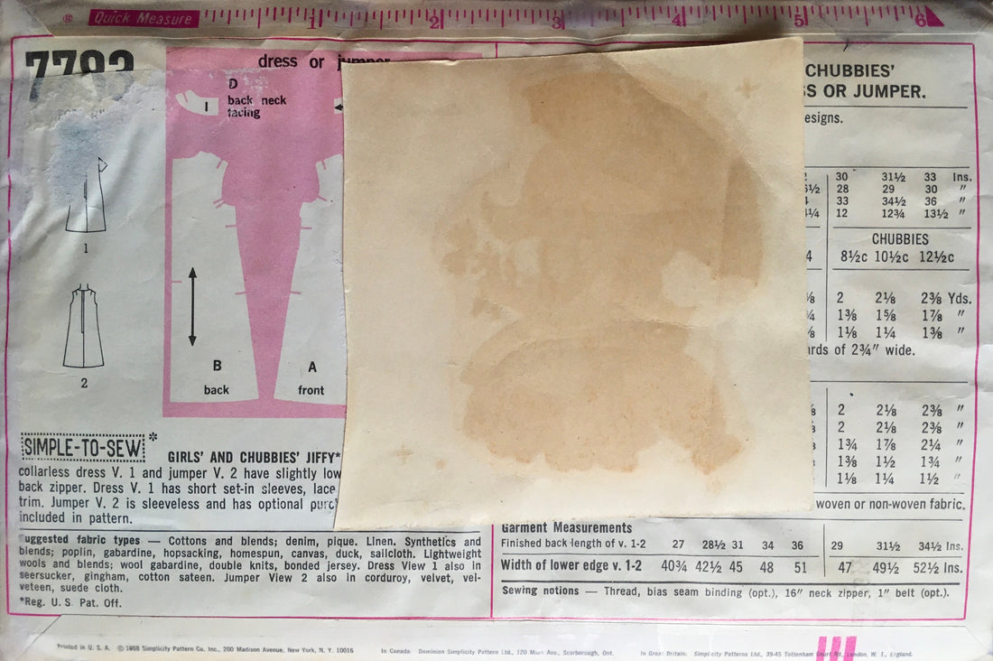 Simplicity 7783 Sewing Pattern (Vintage) CUT