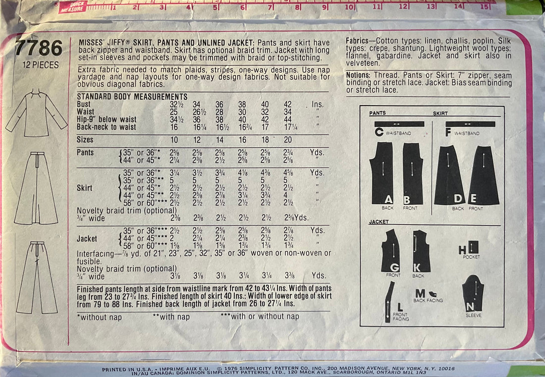 Simplicity 7786 Sewing Pattern (Vintage) UNCUT