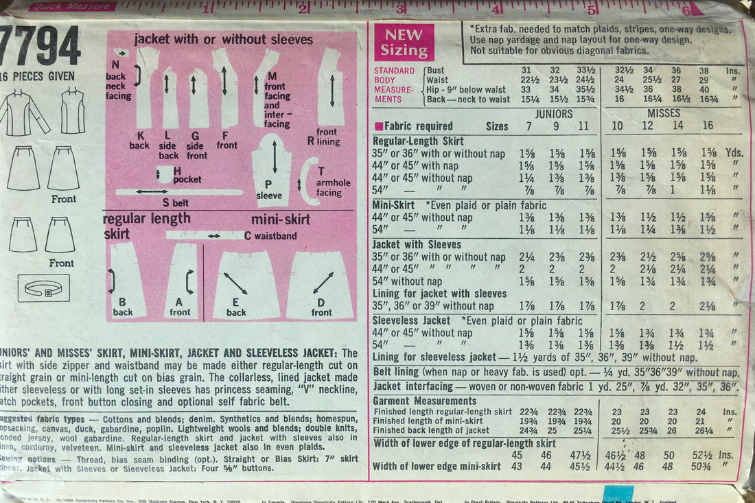 Simplicity 7794 Sewing Pattern (Vintage) CUT