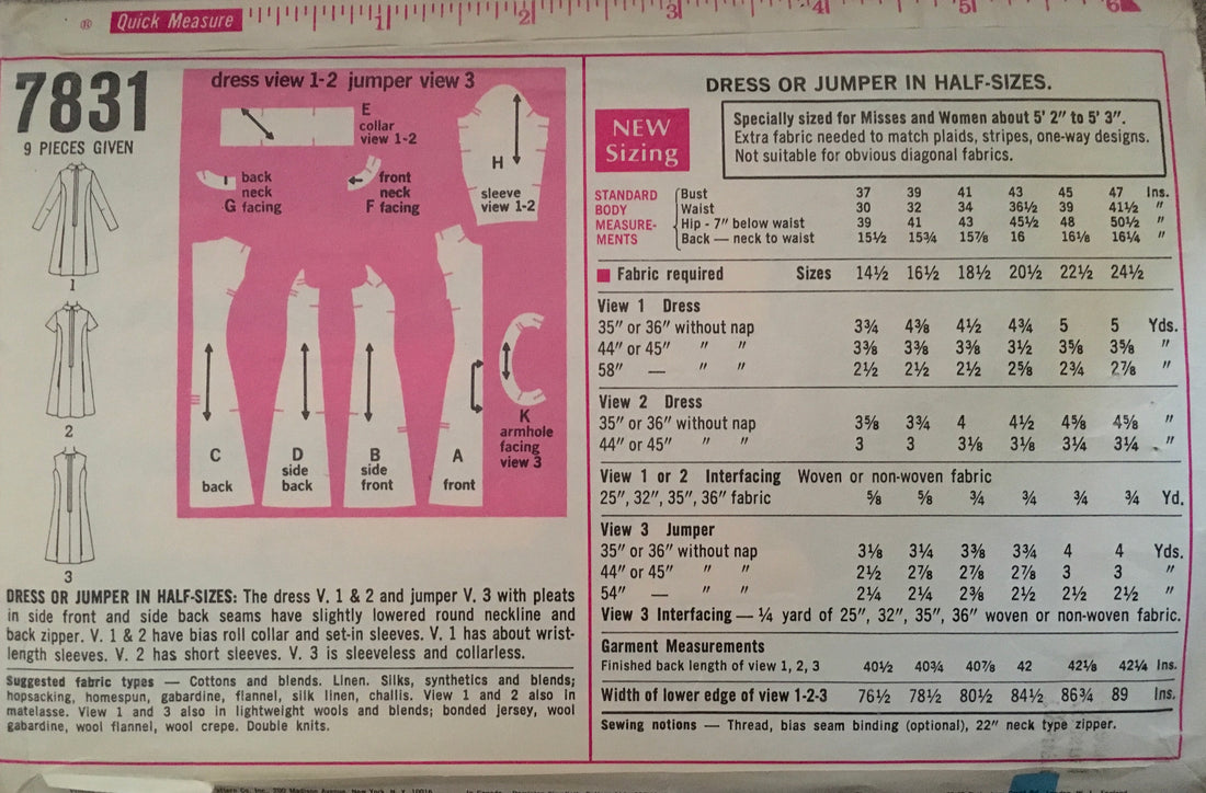 Simplicity 7831 Sewing Pattern (Vintage) CUT