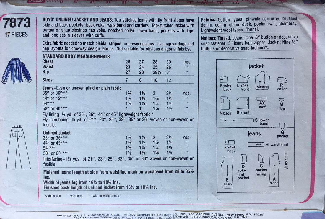 Simplicity 7873 Sewing Pattern (Vintage) CUT