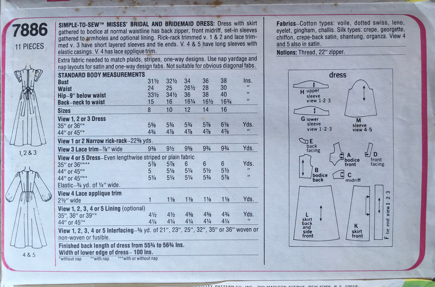 Simplicity 7886 Sewing Pattern (Vintage) CUT
