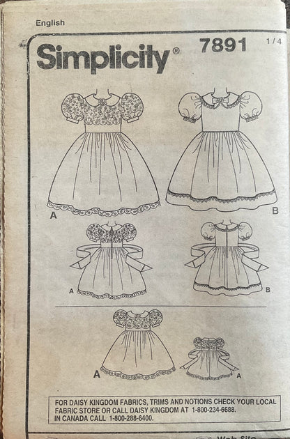 Simplicity 7891 Sewing Pattern (Vintage) CUT