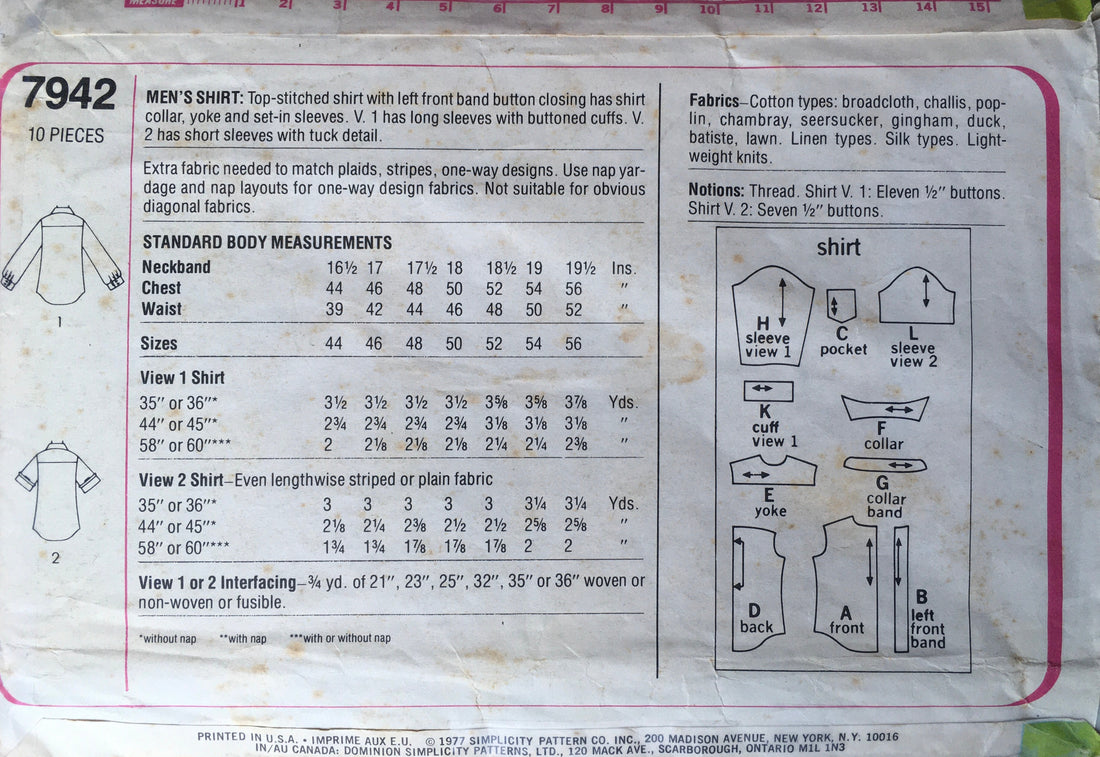 Simplicity 7942 Sewing Pattern (Vintage) UNCUT