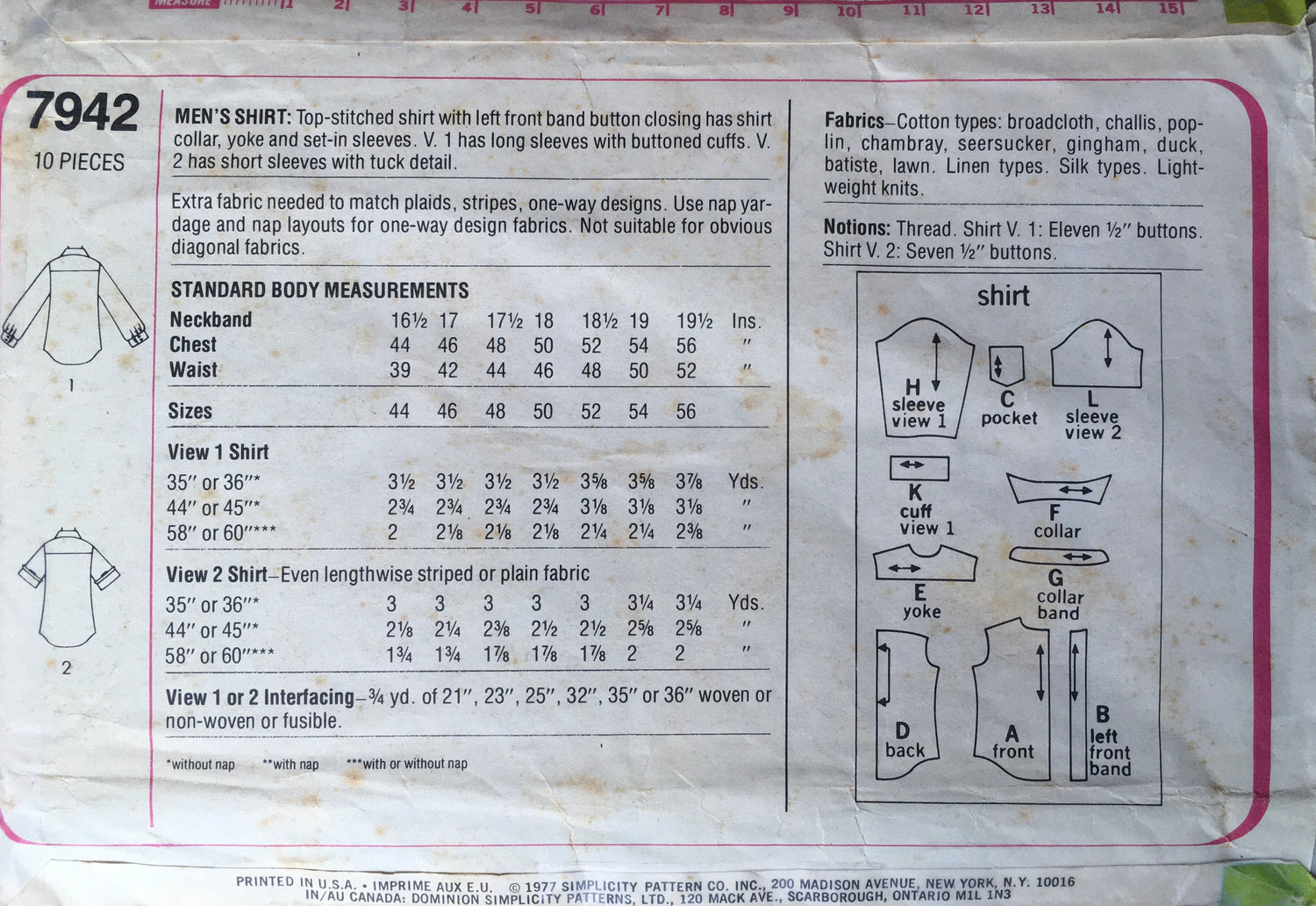 Simplicity 7942 Sewing Pattern (Vintage) UNCUT