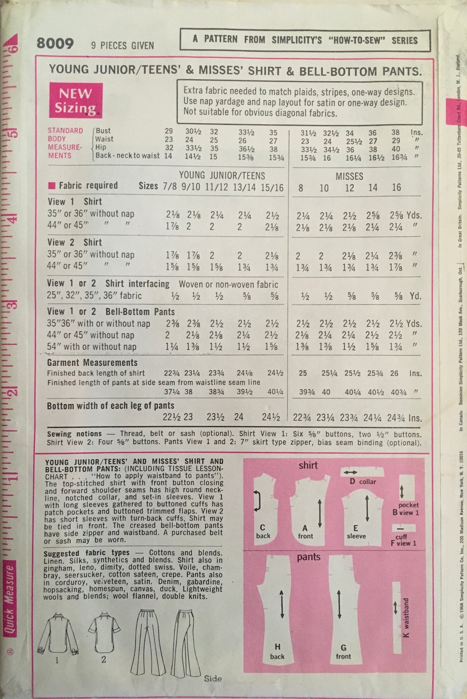 Simplicity 8009 Sewing Pattern (Vintage) UNCUT
