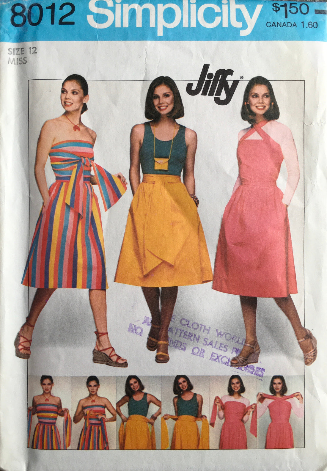 Simplicity 8012 Sewing Pattern (Vintage) UNCUT