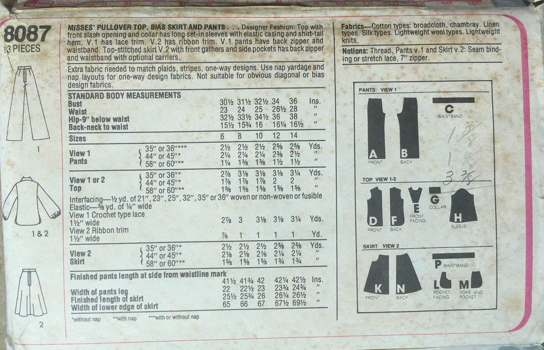 Simplicity 8087 Sewing Pattern (Vintage) CUT