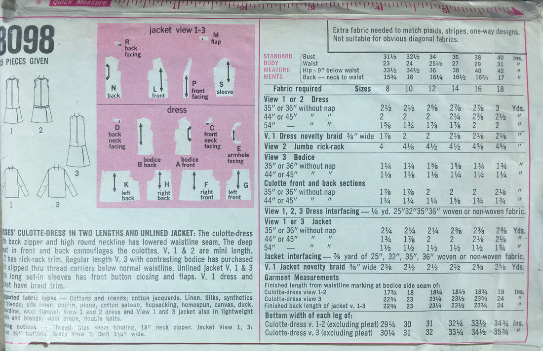 Simplicity 8098 Sewing Pattern (Vintage) CUT