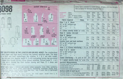 Simplicity 8098 Sewing Pattern (Vintage) CUT