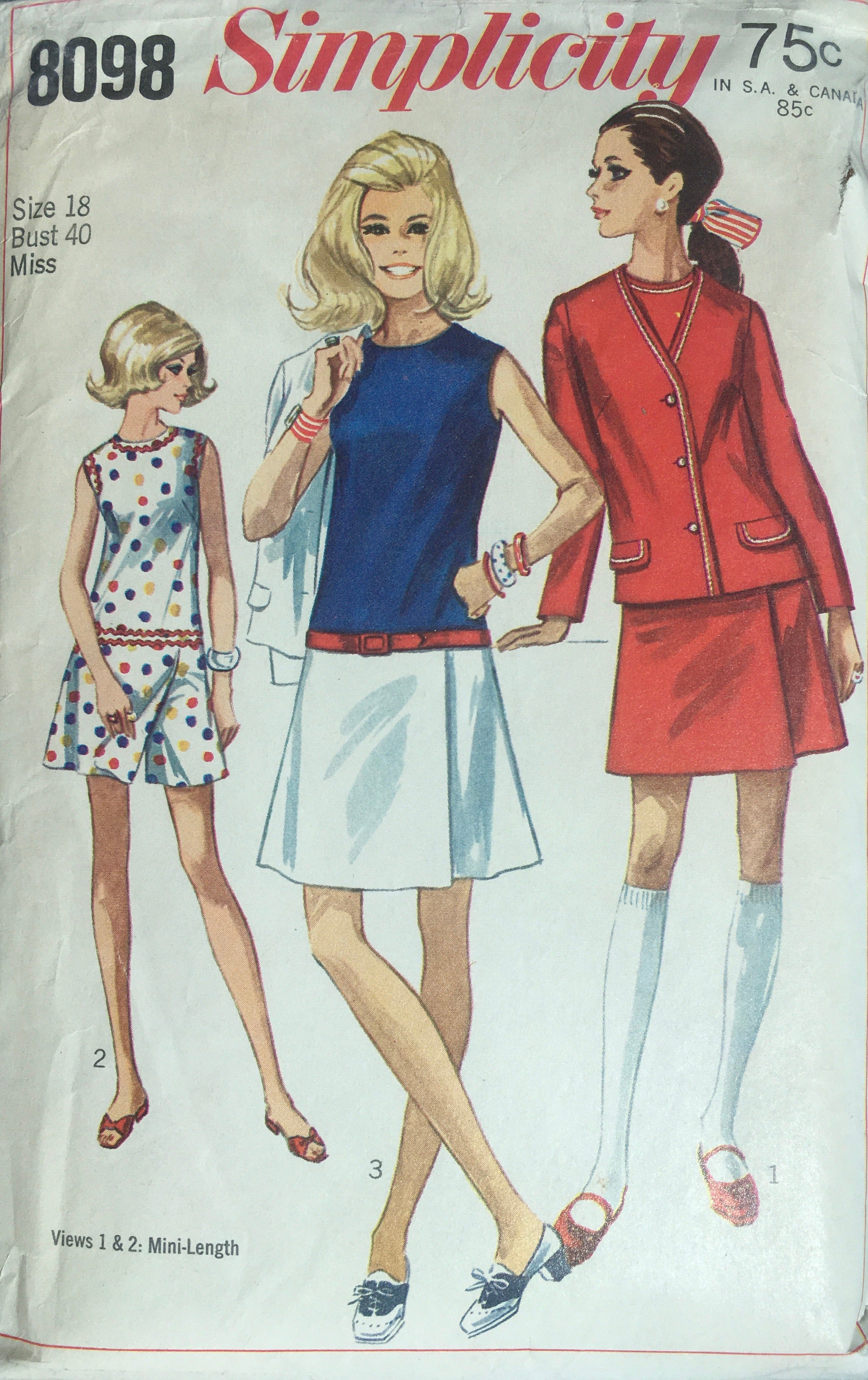 Simplicity 8098 Sewing Pattern (Vintage) CUT