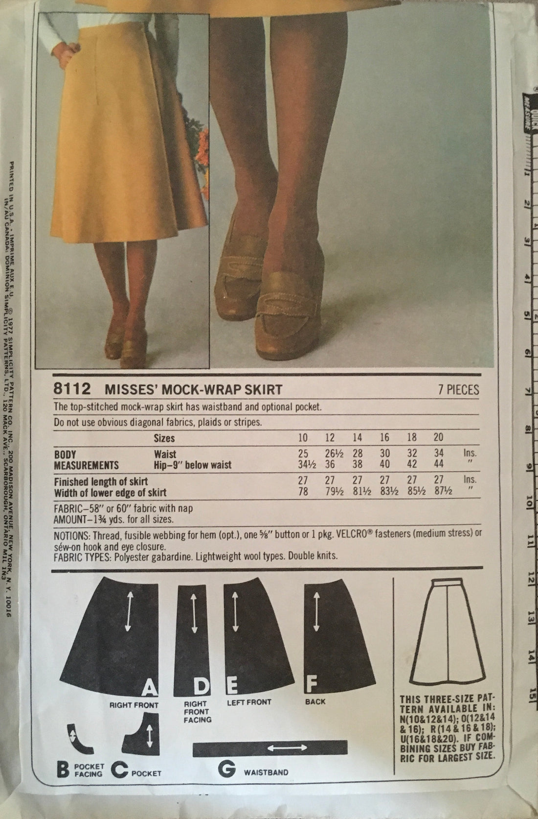 Simplicity 8112 Sewing Pattern (Vintage) UNCUT/CUT