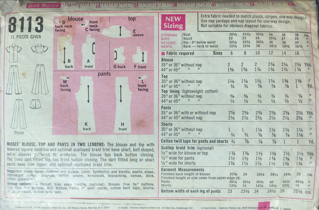 Simplicity 8113 Sewing Pattern (Vintage) CUT