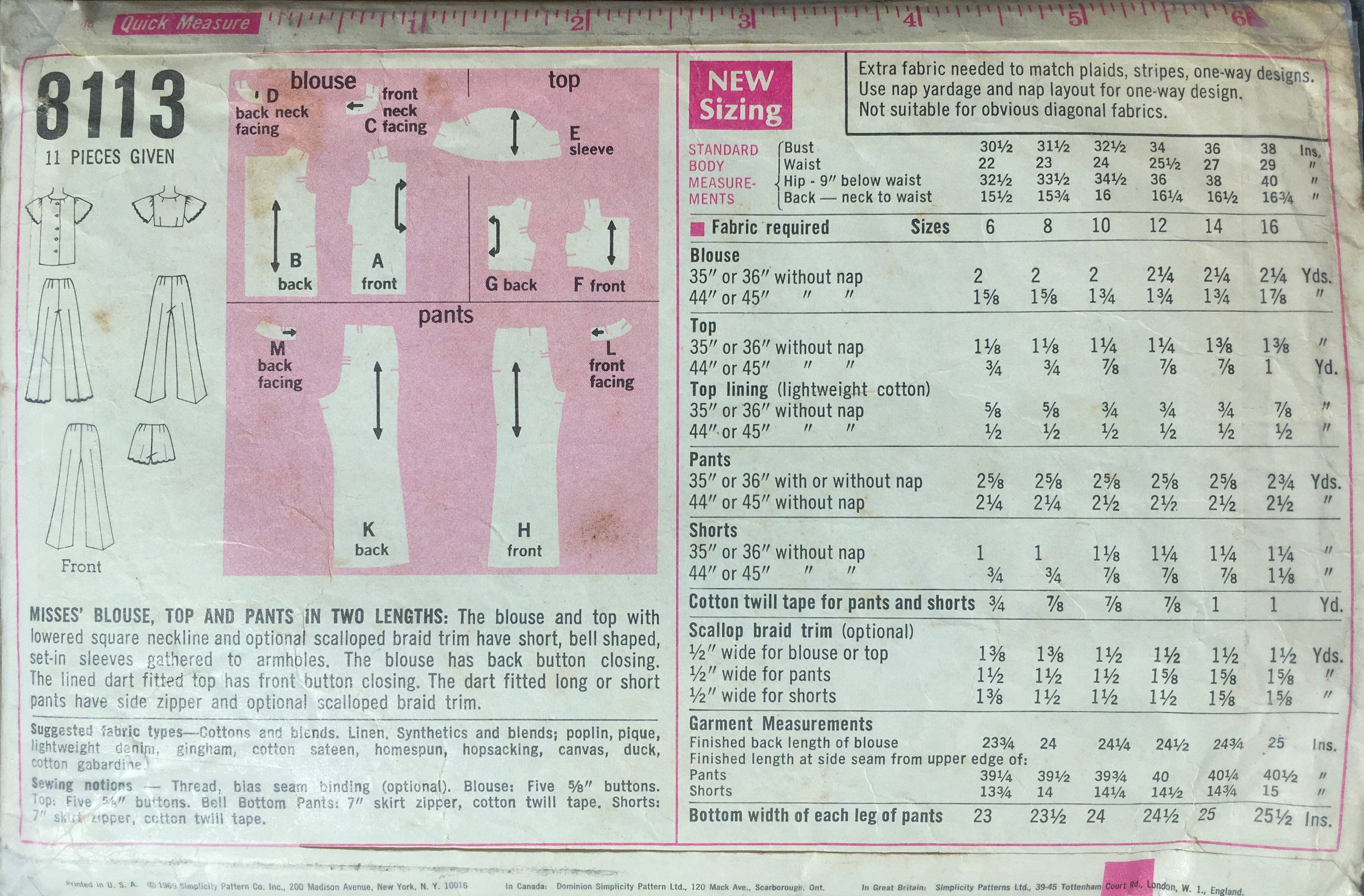 Simplicity 8113 Sewing Pattern (Vintage) CUT