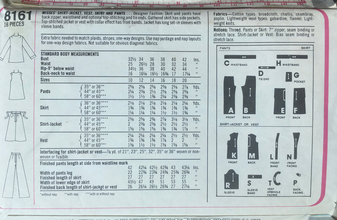 Simplicity 8161 Sewing Pattern (Vintage) CUT