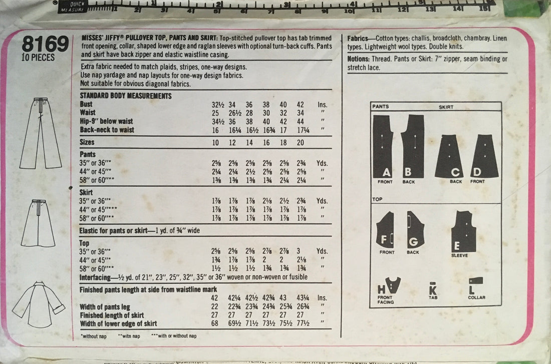 Simplicity 8169 Sewing Pattern (Vintage) UNCUT/CUT