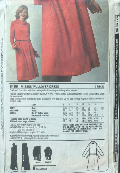 Simplicity 8188 Sewing Pattern (Vintage) UNCUT/CUT