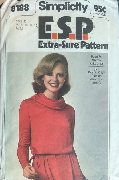 Simplicity 8188 Sewing Pattern (Vintage) UNCUT/CUT