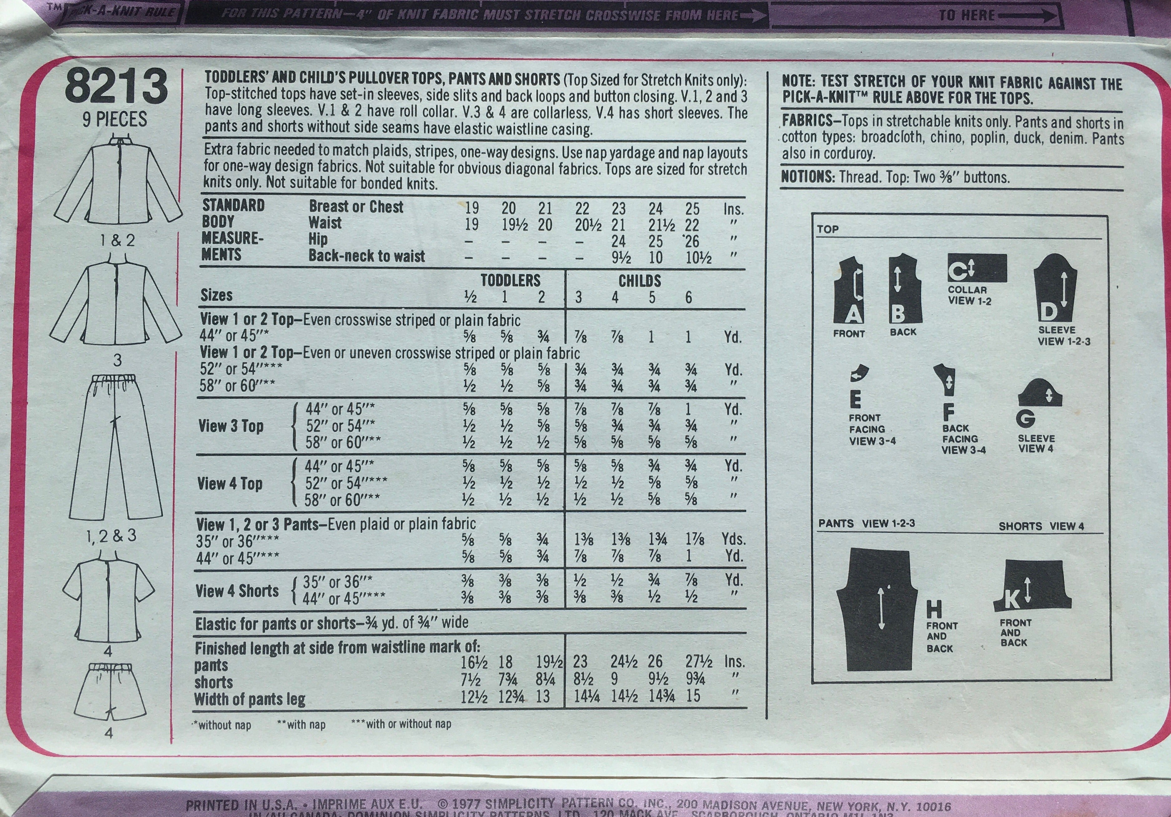 Simplicity 8213 Sewing Pattern (Vintage) CUT