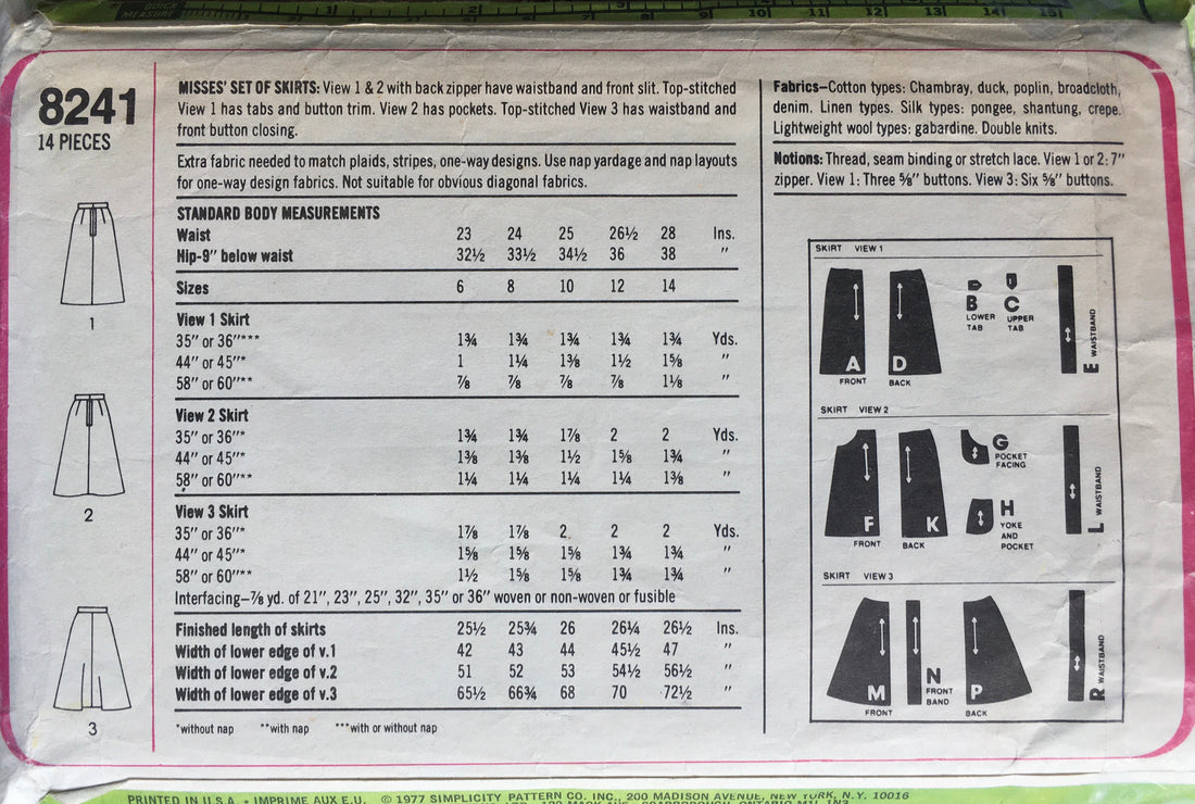 Simplicity 8241 Sewing Pattern (Vintage) CUT