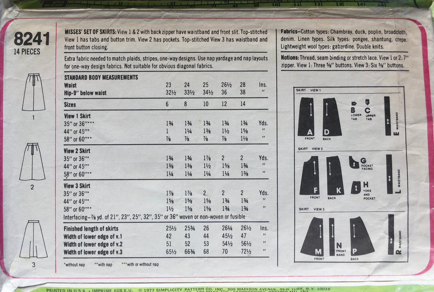 Simplicity 8241 Sewing Pattern (Vintage) CUT