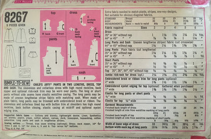 Simplicity 8267 Sewing Pattern (Vintage) CUT