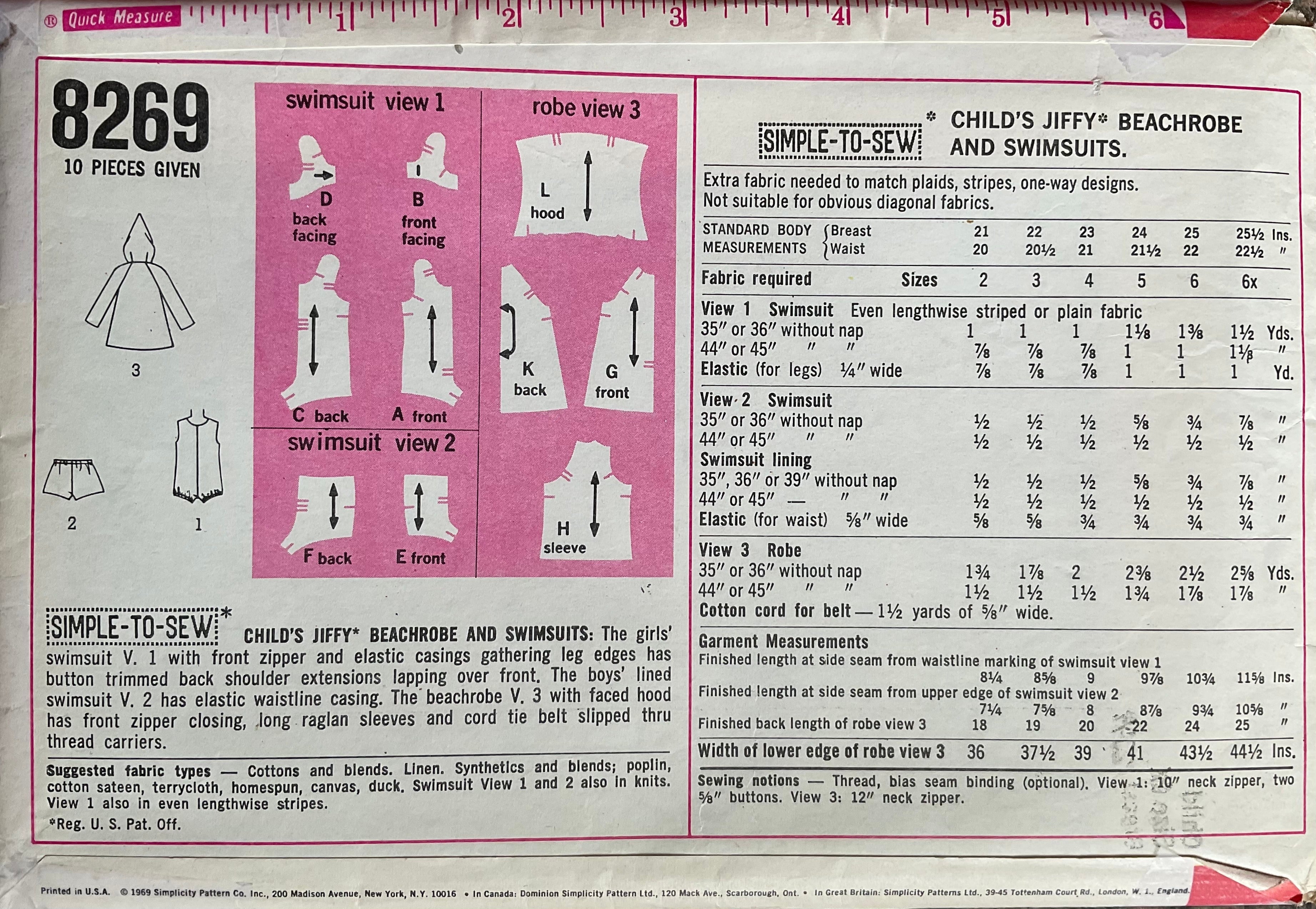 Simplicity 8269 Sewing Pattern (Vintage) UNCUT