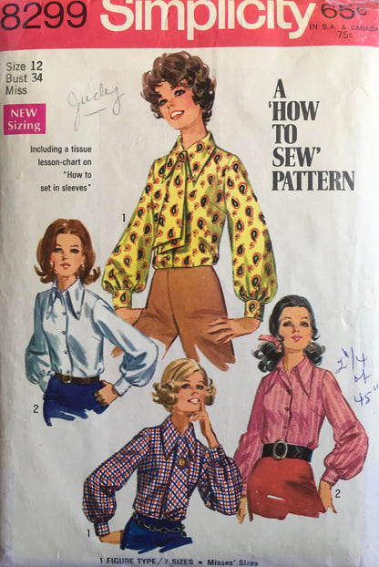 Simplicity 8299 Sewing Pattern (Vintage) CUT