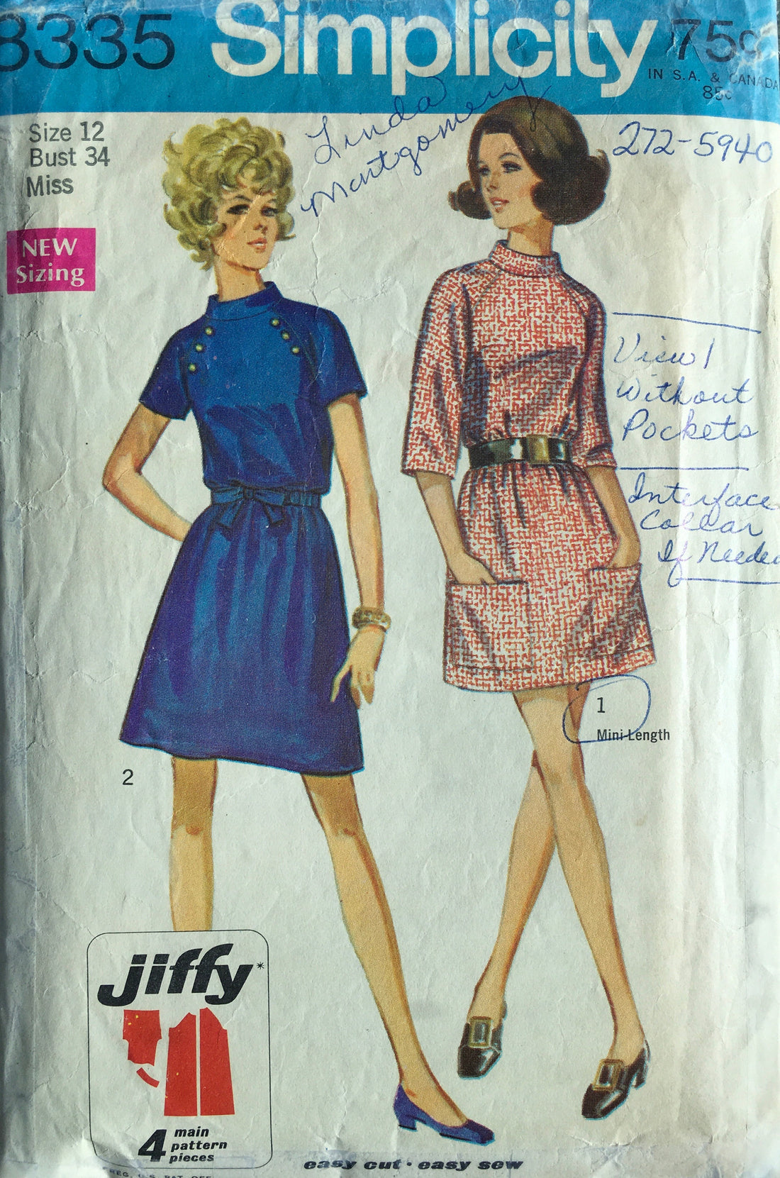 Simplicity 8335 Sewing Pattern (Vintage) CUT